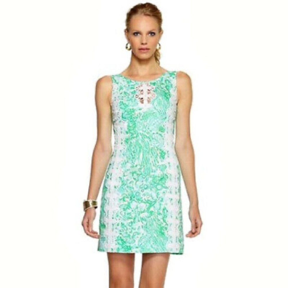 EUC Lilly Pulitzer Green Ember Lace Keyhole Dress